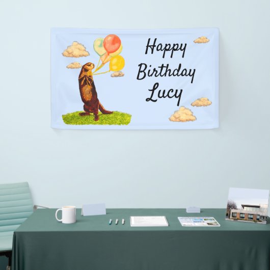Otter Holding Party Balloons Banner (Beurs)