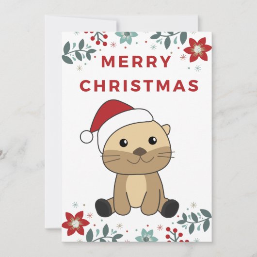 Otter Holiday Feestdagenkaart (Voorkant)