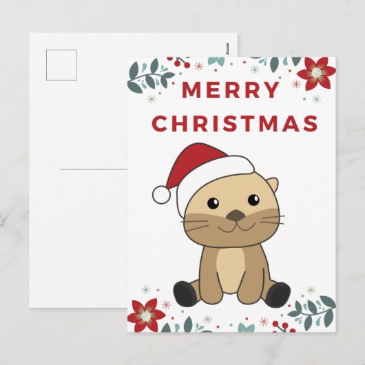 Otter Holiday Feestdagenkaart (Voorkant / Achterkant)