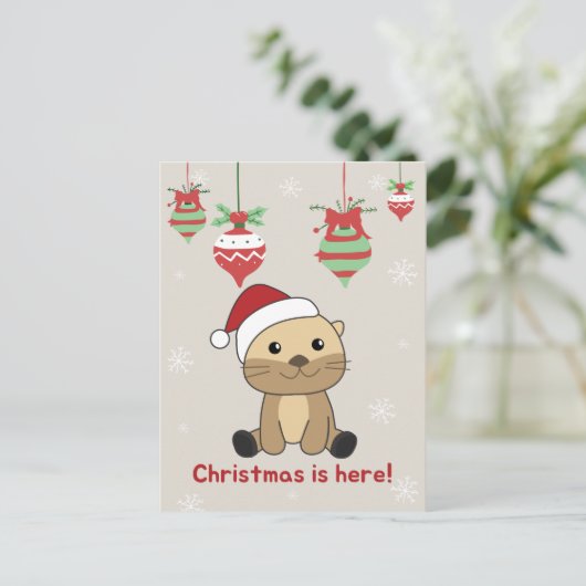 Otter Holiday Feestdagenkaart (Staand voorkant)