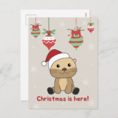 Otter Holiday Feestdagenkaart (Voorkant / Achterkant)