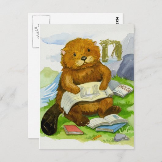 Otter houdt van lezen van Briefkaart (Voorkant / Achterkant)