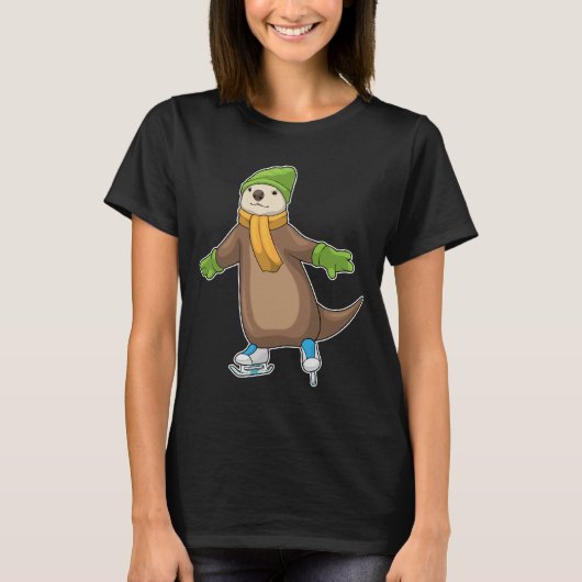 Otter Ice skate Ice-schaatsen T-shirt (Voorkant)