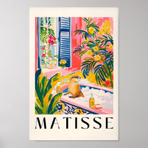 Otter in badkuip Art Print, Henri Matisse Wall Art Poster