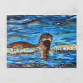 Otter in de golven die schilderen briefkaart (Voorkant)