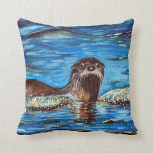 Otter in de golven die schilderen kussen