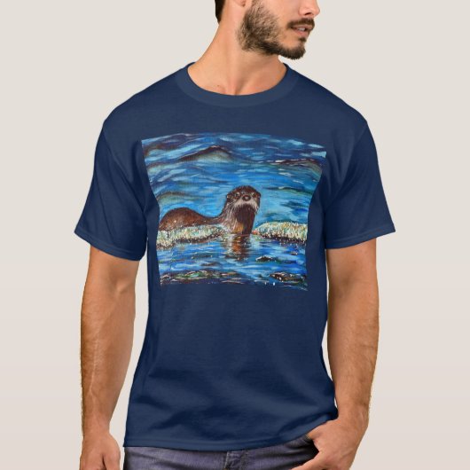 Otter in de golven die schilderen t-shirt (Voorkant)