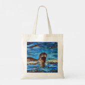 Otter in de golven die schilderen tote bag (Achterkant)