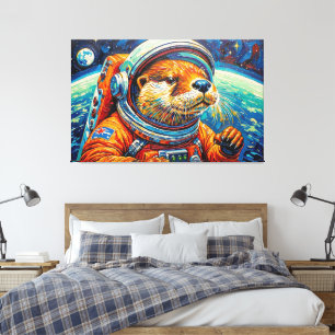 OTTER IN DE RUIMTE-3 CANVAS AFDRUK