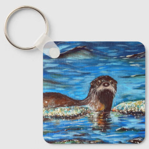Otter in de Waves-Sleutelhanger Sleutelhanger