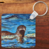 Otter in de Waves-Sleutelhanger Sleutelhanger (Achterkant)