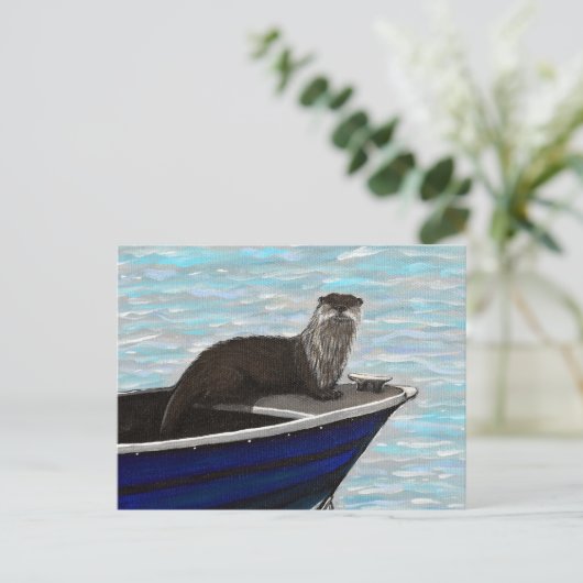 Otter in een boot schilderij briefkaart (Staand voorkant)