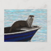 Otter in een boot schilderij briefkaart (Voorkant)