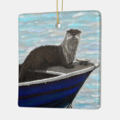 Otter in een boot schilderij keramisch ornament (Links)