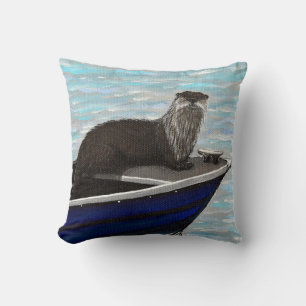 Otter in een boot schilderij kussen