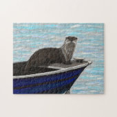Otter in een boot schilderij legpuzzel (Horizontaal)