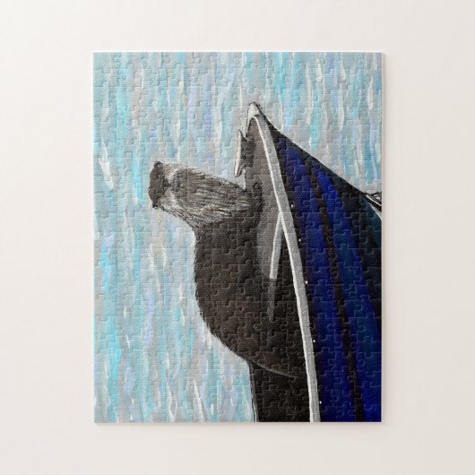 Otter in een boot schilderij legpuzzel (Verticaal)