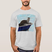 Otter in een boot schilderij t-shirt (Voorkant)