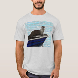 Otter in een boot schilderij t-shirt