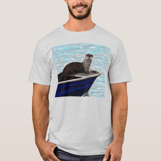 Otter in een boot schilderij t-shirt (Voorkant)