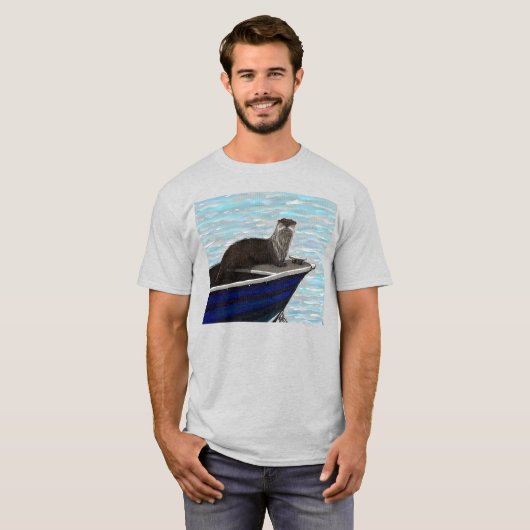 Otter in een boot schilderij t-shirt (Voorkant volledig)