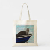 Otter in een boot schilderij tote bag (Achterkant)