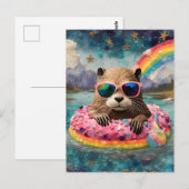 Otter in een donut op een floattrip briefkaart (Voorkant / Achterkant)