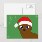 otter in een kerst pet feestdagenkaart (Voorkant / Achterkant)