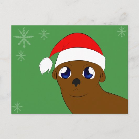 otter in een kerst pet feestdagenkaart (Voorkant)