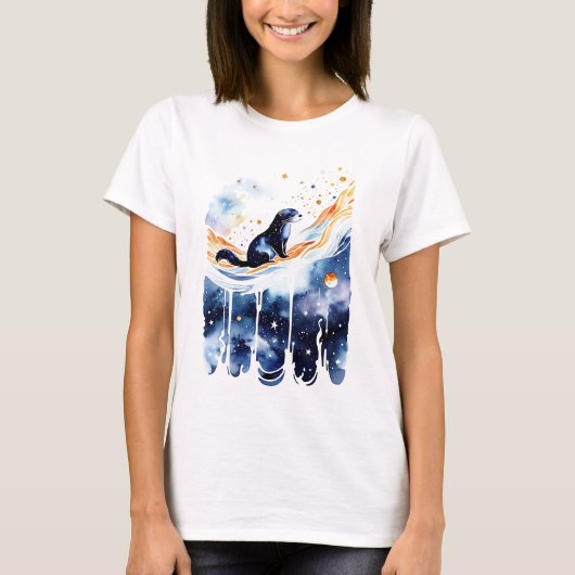 Otter in een Nebula rivier T-shirt (Voorkant)
