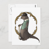 Otter in een Pet met Waistcoat en Bowler Briefkaart (Voorkant / Achterkant)