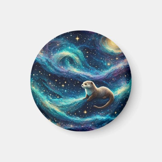 Otter in een Sterrennacht Oceaan Magneet (Voorkant)