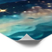 Otter in een Sterrennacht Oceaan Poster (Hoek)