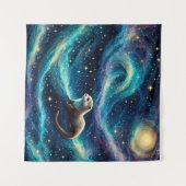 Otter in een Sterrennacht Oceaan Wandkleed (Voorkant (horizontaal))