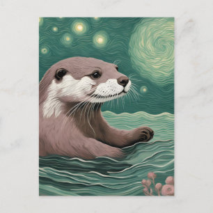 Otter in een Sterrennacht Ocean Sage en Roos Briefkaart
