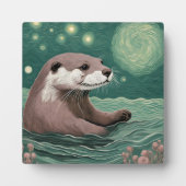 Otter in een Sterrennacht Ocean Sage en Roos Kleur Fotoplaat (Voorkant)