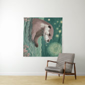 Otter in een Sterrennacht Ocean Sage en Roos Kleur Wandkleed (In Situ (horizontaal))
