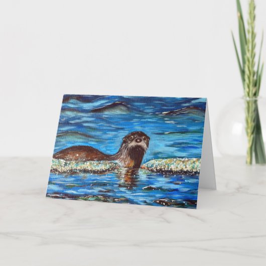 Otter in het Wenskaart van het schilderen van de G Kaart (Voorkant)