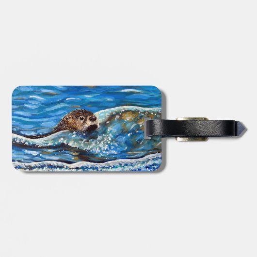 Otter in het Zee Schilderen Bagagelabel (Achterkant horizontaal)