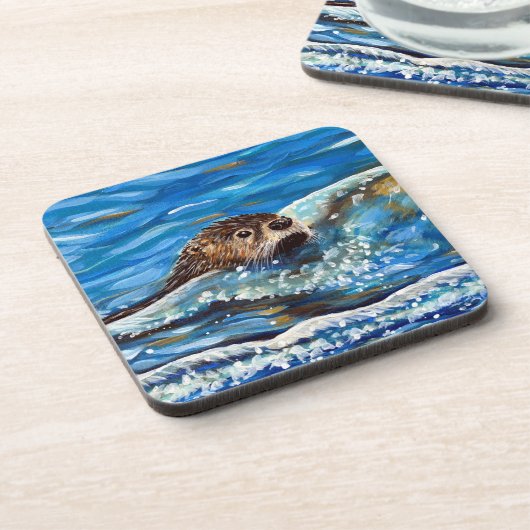 Otter in het Zee Schilderen Bier Onderzetter (Linkerzijde)