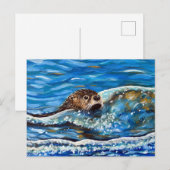 Otter in het Zee Schilderen Briefkaart (Voorkant / Achterkant)