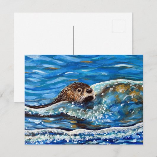 Otter in het Zee Schilderen Briefkaart (Voorkant / Achterkant)