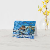 Otter in het Zee Schilderen Kaart (Gele Bloem)