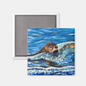 Otter in het Zee Schilderen Magneet (Voorkant / Achterkant)