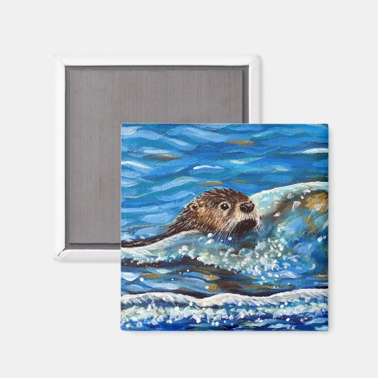 Otter in het Zee Schilderen Magneet (Voorkant / Achterkant)