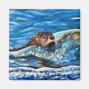Otter in het Zee Schilderen Magneet