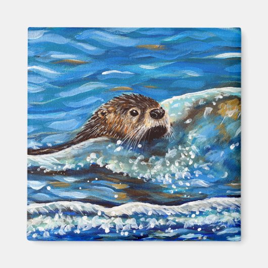 Otter in het Zee Schilderen Magneet (Voorkant)