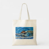 Otter in het Zee Schilderen Tote Bag (Achterkant)