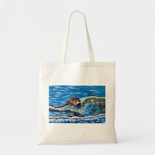 Otter in het Zee Schilderen Tote Bag (Voorkant)