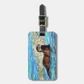 Otter in Waves 2 schilderen Bagagelabel (Voorkant verticaal)